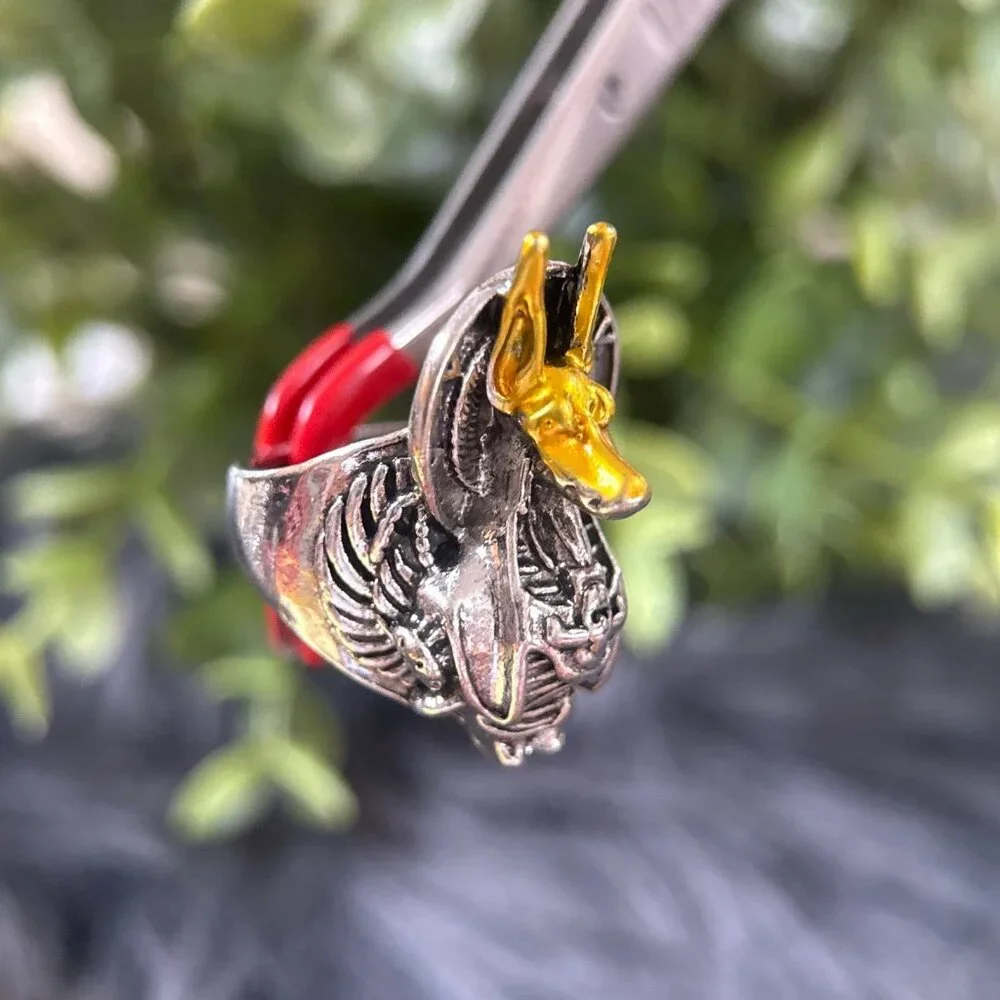 Yellow Accent‎ Dragon Silver Ring